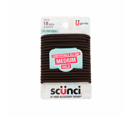 SCUNCI GOMAS MARRONES MEDIUM 18 PCS 16776-A